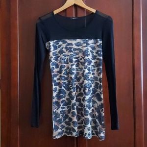 Enti Animal Print Long Sleeve Top